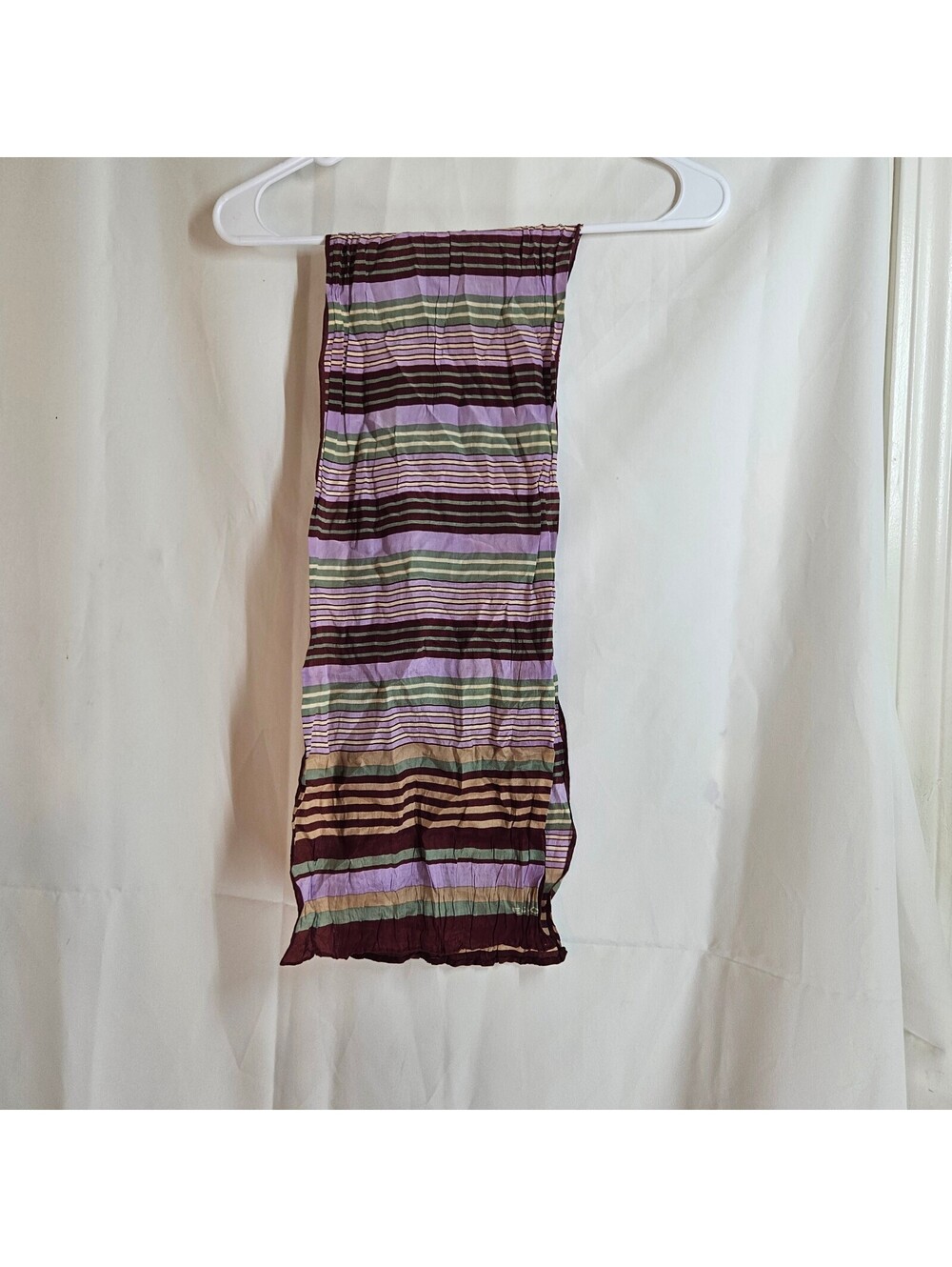 Echo Striped Lightweight Scarf in Burgundy, Lavender, Green, and Beige